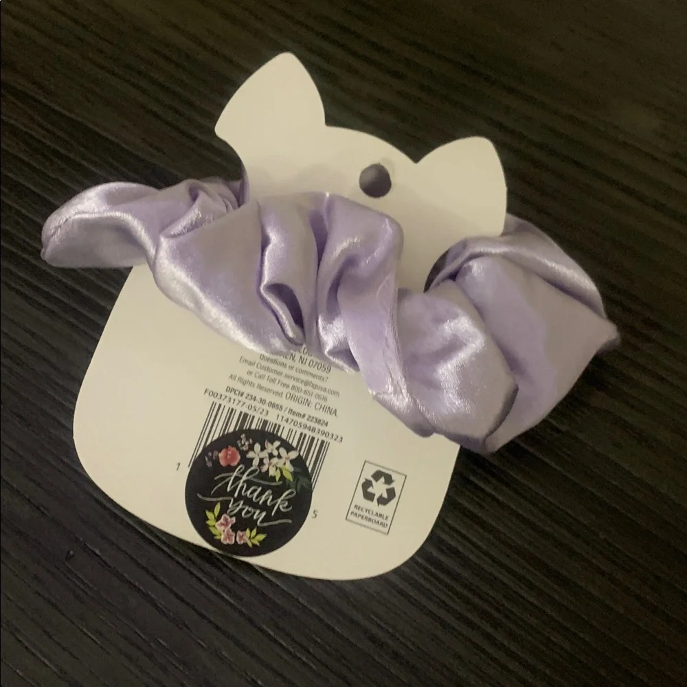 Purple Cat Hair Tie with Satin Scrunchie new